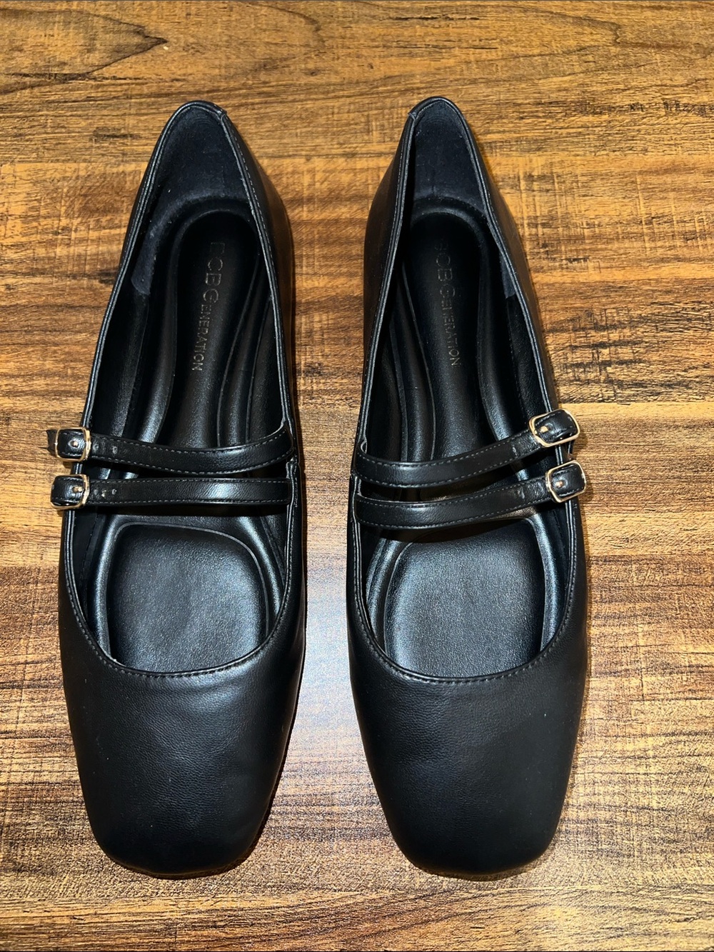 BCBG ~ Black Mary Jane Flats with Double Strap Sz 9